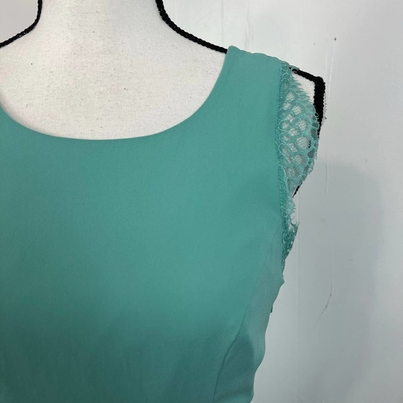 BCBGMAXAZRIA Mint Karey Maxi Dress Sz 4 Aqua Cut Out Open Lace Back A-Line BCBG - Picture 5 of 8